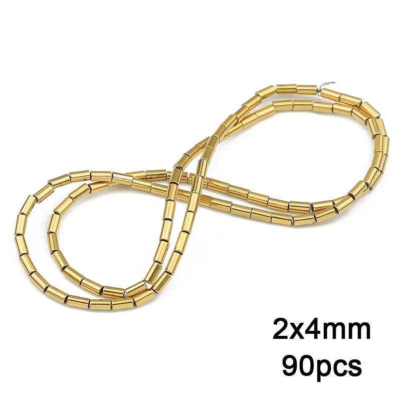 Hematite Natural Stone Gold Plated Loose Beads for DIY Jewelry Making - Star and Heart Shapes