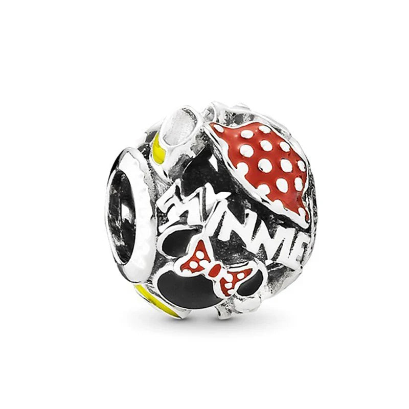 925 Sterling Silver Disney Minnie Mickey Charm Bead for Original Pendant Bracelet DIY Jewelry