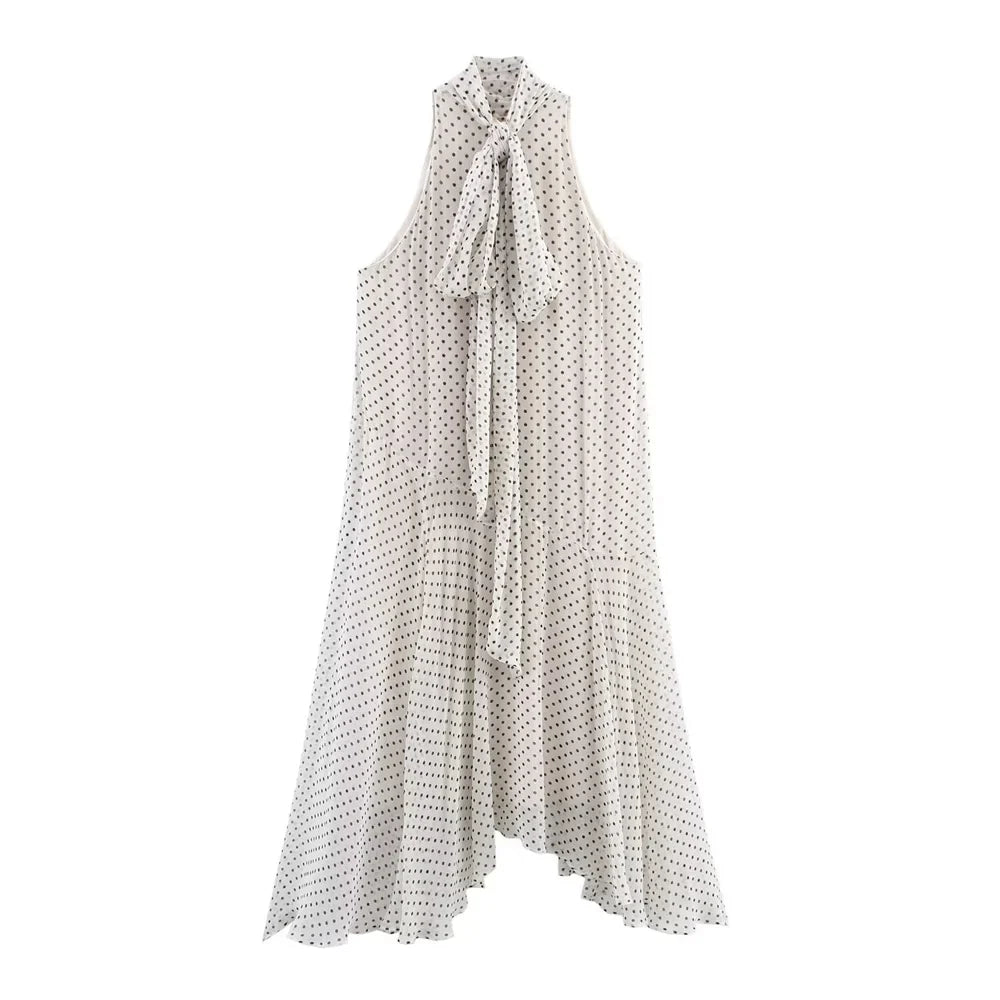 Polka Dot Halter Neck Dress For Women Summer Fashion