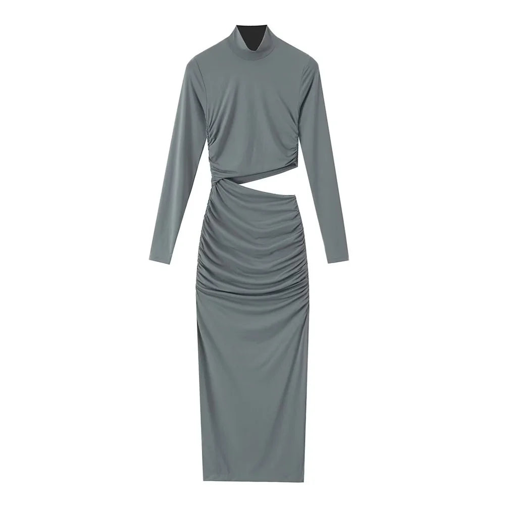 Slim Fit High Neck Dress For Women Autumn Winter Style
