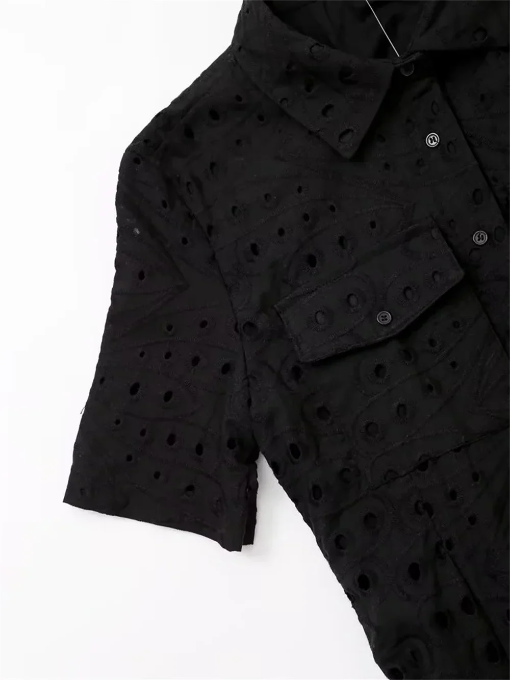 Women's Embroidered Shirt Dress With Short Sleeves Classic