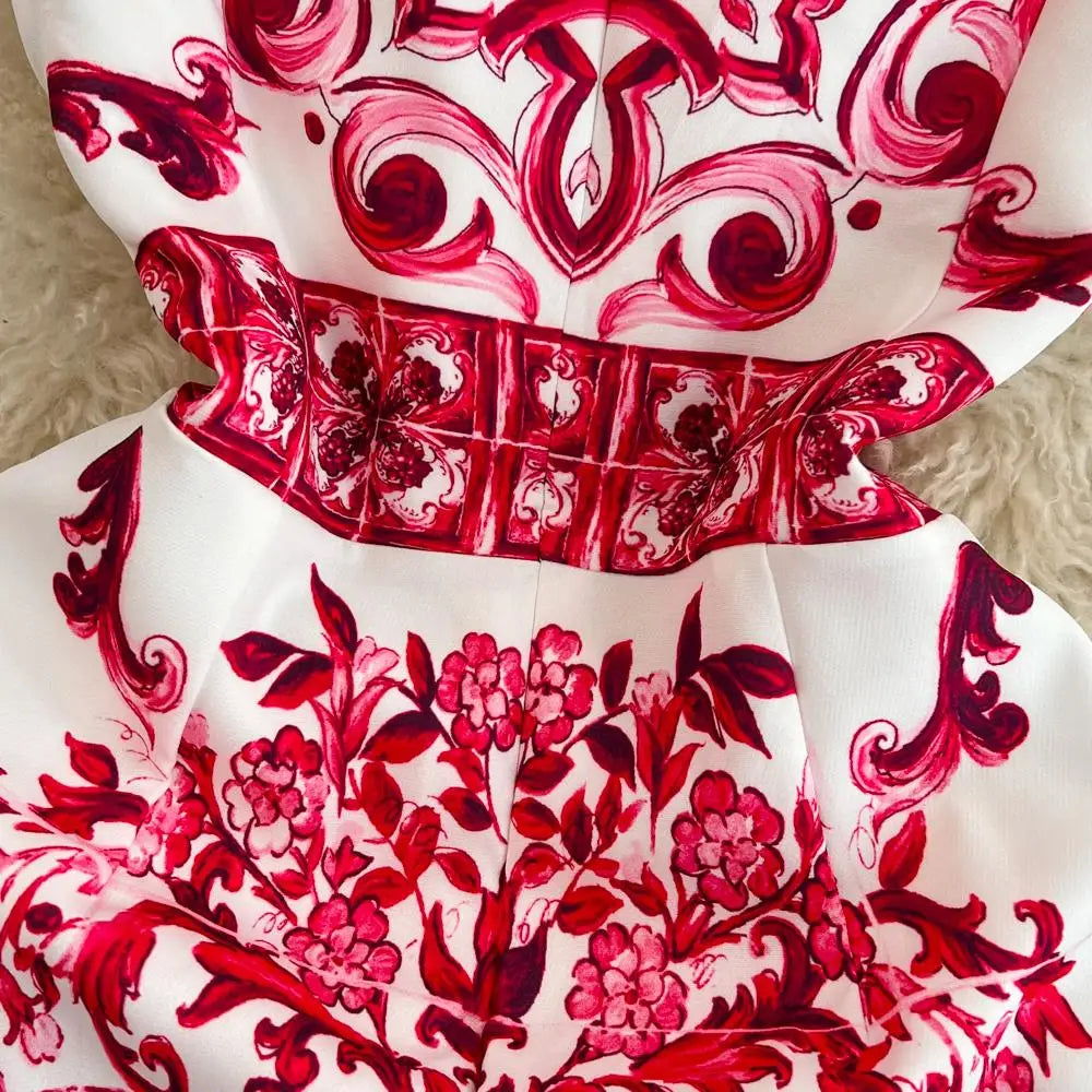 Floral Print Sleeveless Mini Dress for Summer Vacation