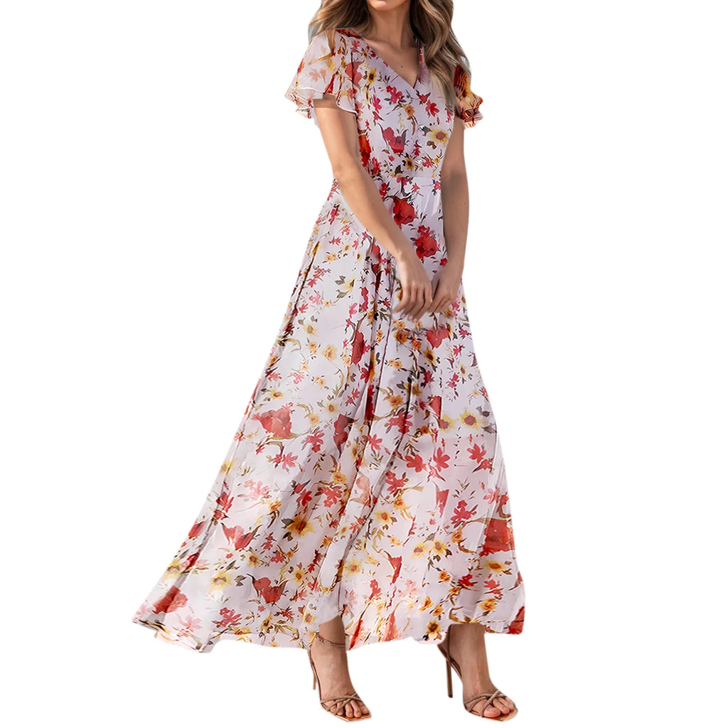 Floral Chiffon Maxi Dress for Summer Wedding Guest Chic