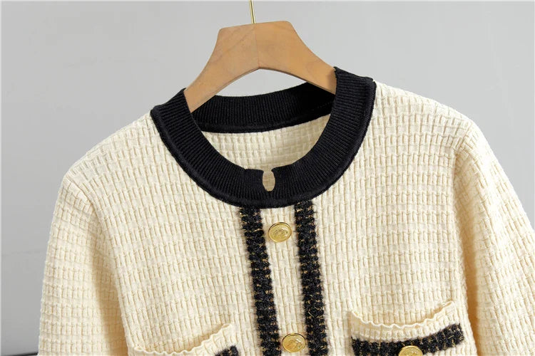 Elegant O Neck Knitted Dress for Women Autumn Slimming