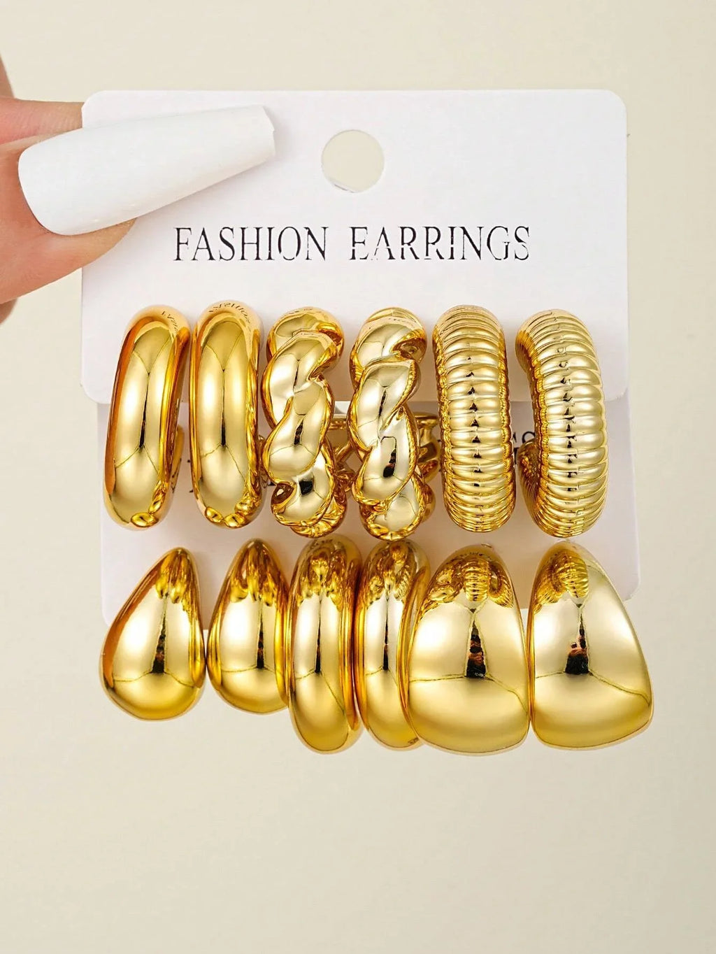12pcs Set Classic Twist C Shape Tear Drop Design Women's Gold Color Earrings for Daily Wear and Party Outfits