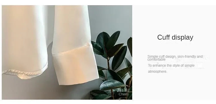 Long Sleeve Satin Shirt for Women Draped Retro Style Sun-Proof Lightweight Blouse Perfect for Spring and Summer All-Matching Fashion Top