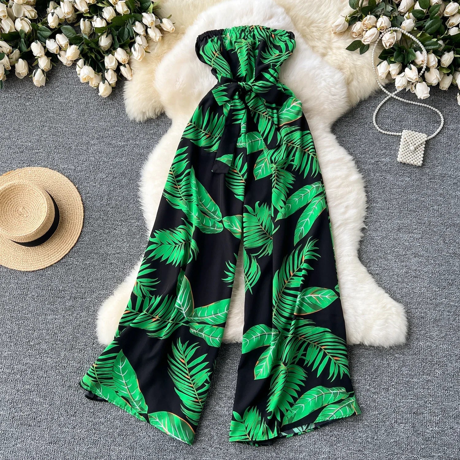 Printed Suspender Jumpsuit For Women Casual Romper
