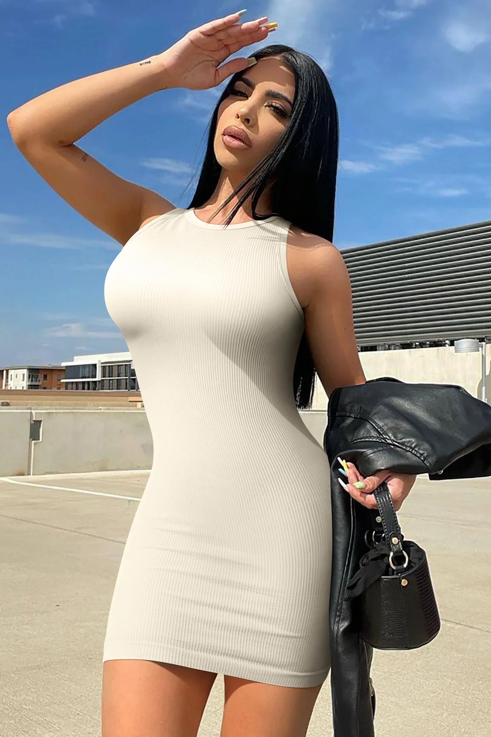 Sexy Sleeveless Bodycon Dress For Women Mini Wrap Hip