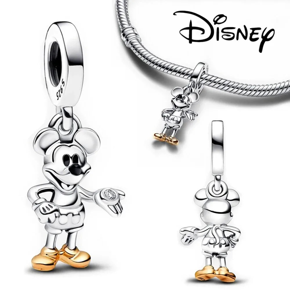 Disney Stitch and Minnie Mouse Charms Dangle Fit 925 Silver Bracelet for Jewelry Making