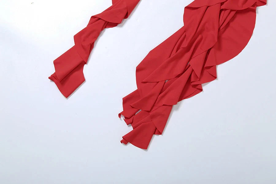 Autumn Solid Tassel Wrap Dress For Women Short Length