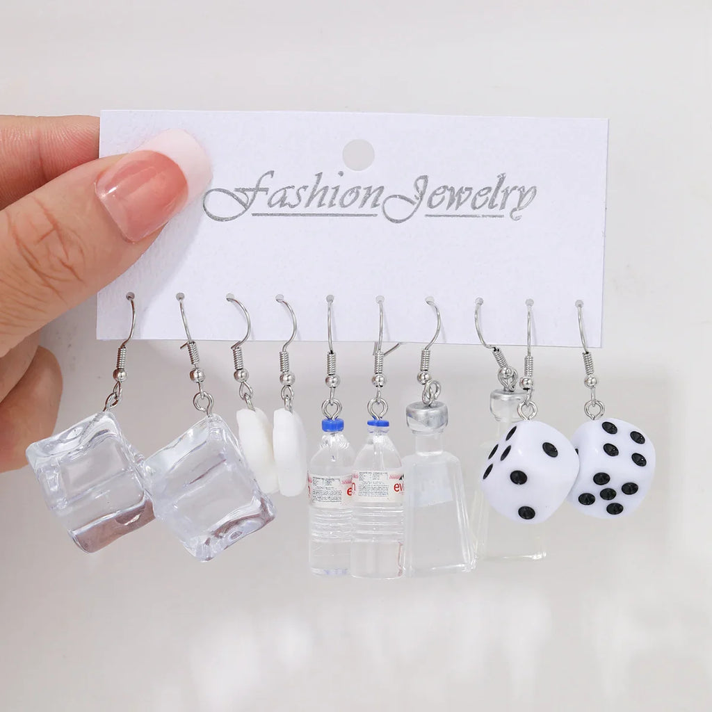 Cute Cartoon Food Fruit Drink Earrings Set for Women Fun Resin Jewelry Gift