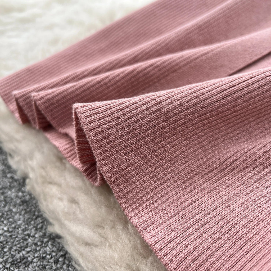 Elegant Solid Knitted O Neck Sleeveless Midi Dress Buttons