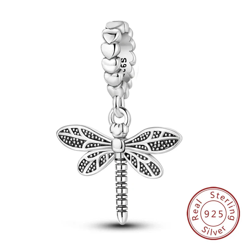 Glowing Luminous Firefly Butterfly Pendant Charm Beads in 925 Sterling Silver for Bracelet Jewelry
