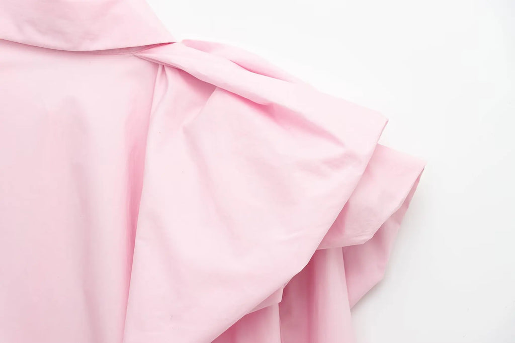 Women's Romantic Fluffy Poplin Shoulder Shirt Solid Color Versatile Fashion Top