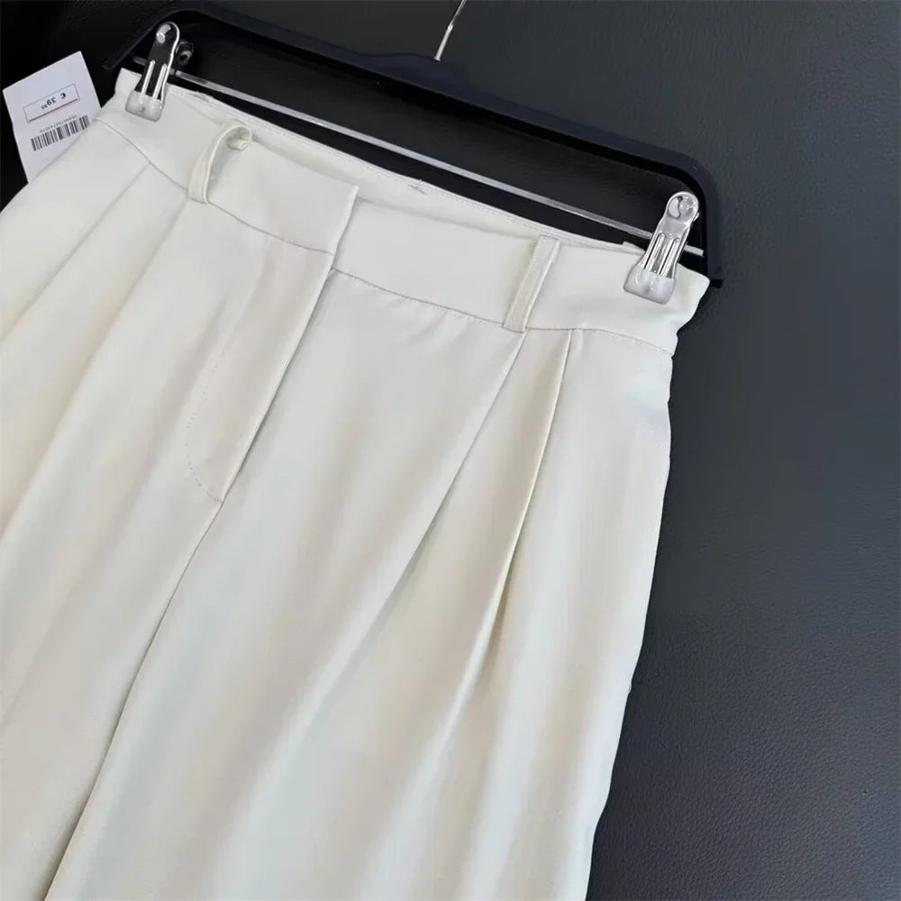 Fashionable Flip Cover Short Vest and Wide Leg Long Pants Set for Effortless Style