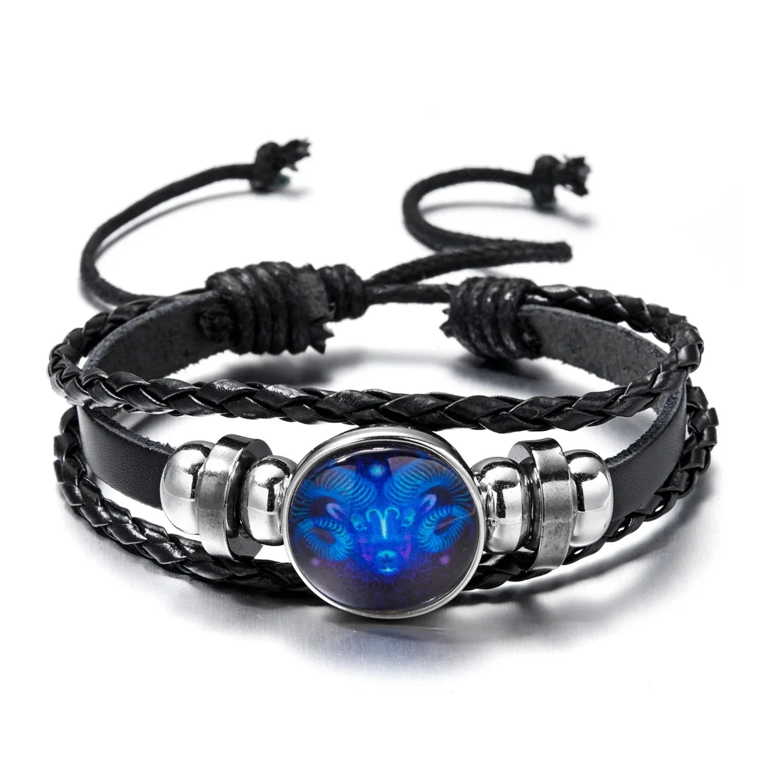 Luminous Zodiac Sign Charm Bracelet for Men and Women - Vintage Multilayer Wrap Leather Bangle Birthday Gift