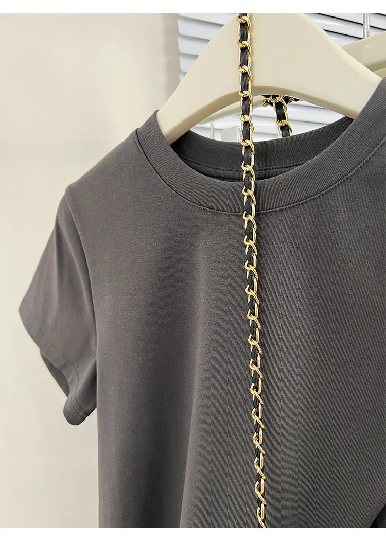 Oversized Cotton T-Shirt for Women, Short Sleeve Spring Tee with Trendy Print, Casual Y2K Style Top