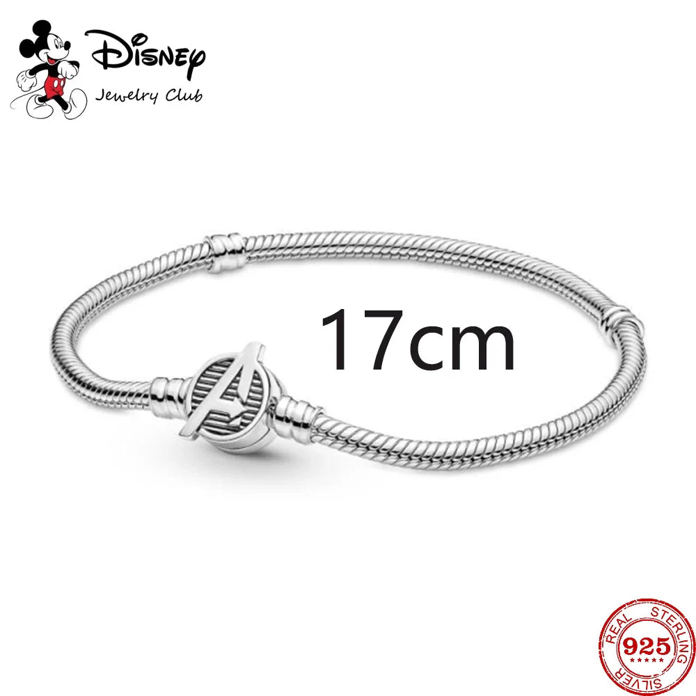 925 Sterling Silver Mickey Minnie Charm Beaded Fit Snake Bracelet DIY Ladies Jewelry