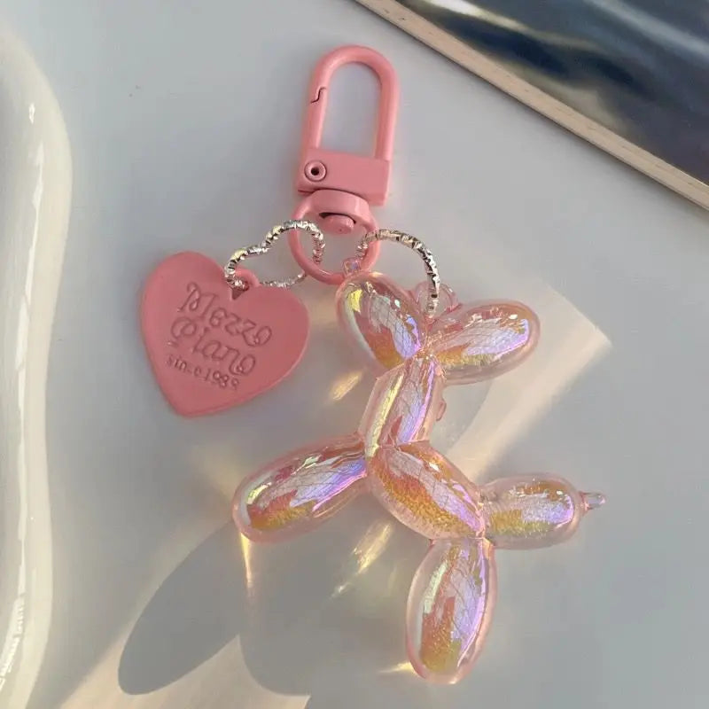 Cute Y2K Acrylic Cartoon Balloon Dog Keychain for Women Bag Pendant and Car Accessory