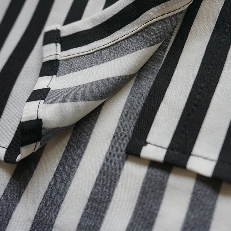 Women Black and White Striped Button Down Shirt Oversized Long Sleeve Boyfriend Blouse Casual Loose Fit Tops for Women