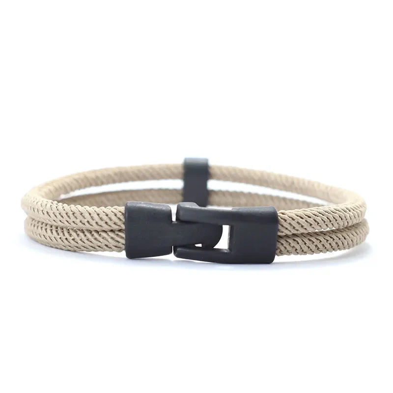 Men's Double Layer Nylon Rope Bracelet Detachable Stackable Leisure Accessory