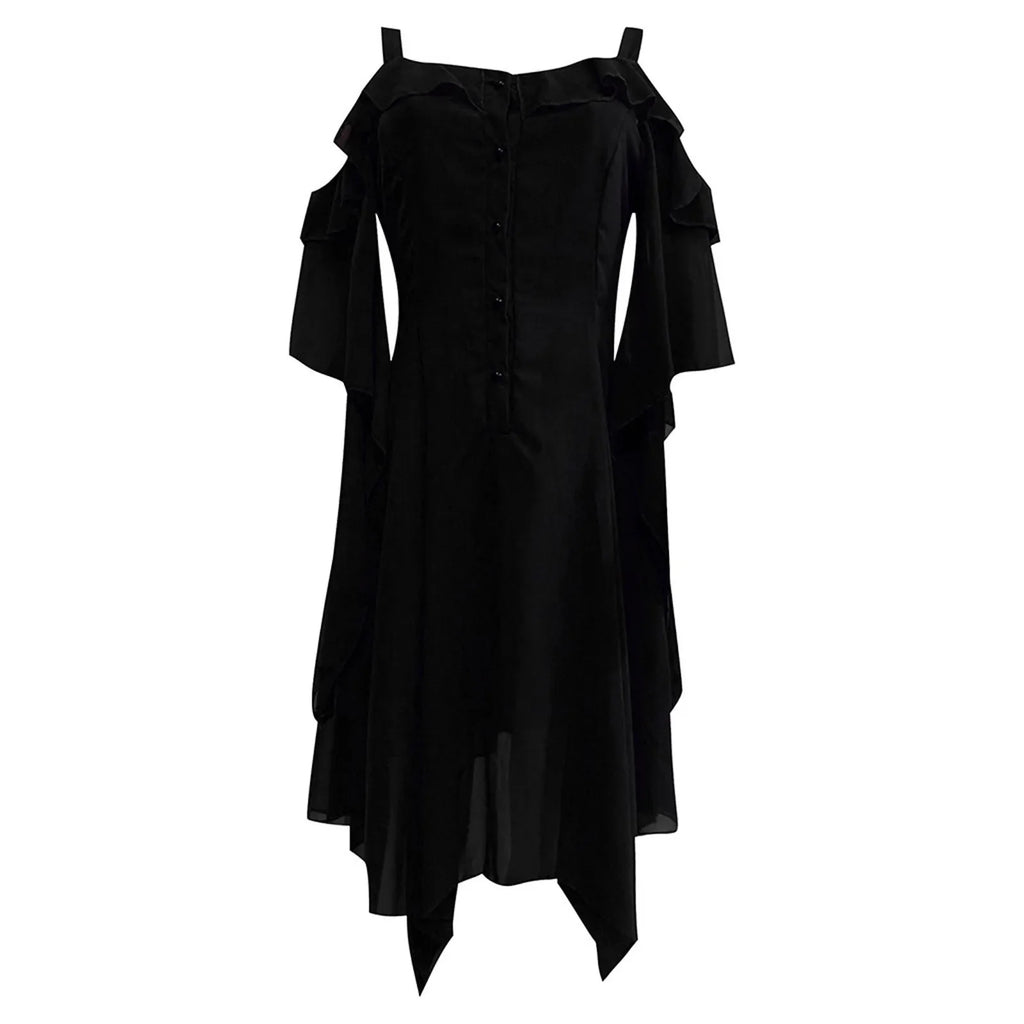 Plus Size Gothic Dress Wrap With Off Shoulder Ruffles