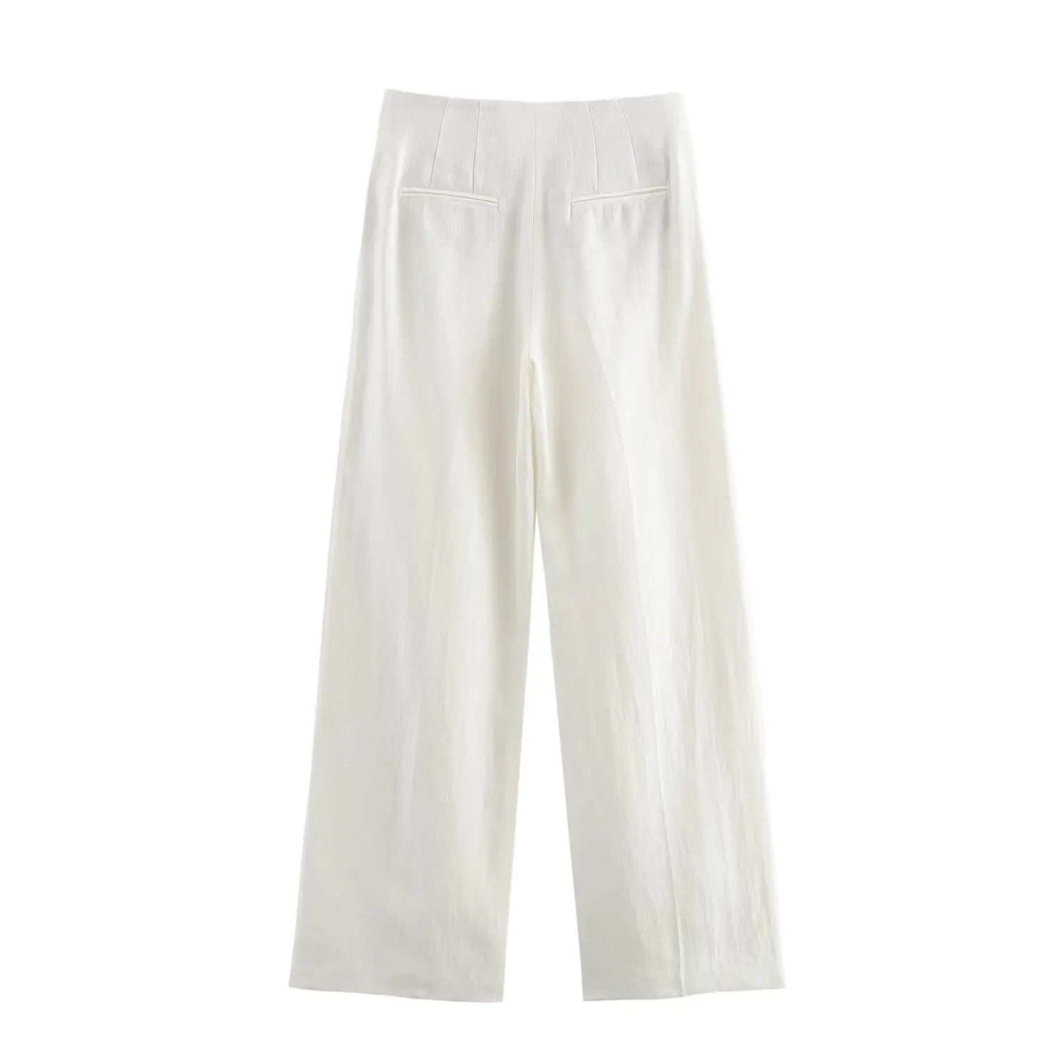 Women's Casual Chic Blended Suit Jacket and Straight Trousers Set for Spring and Summer