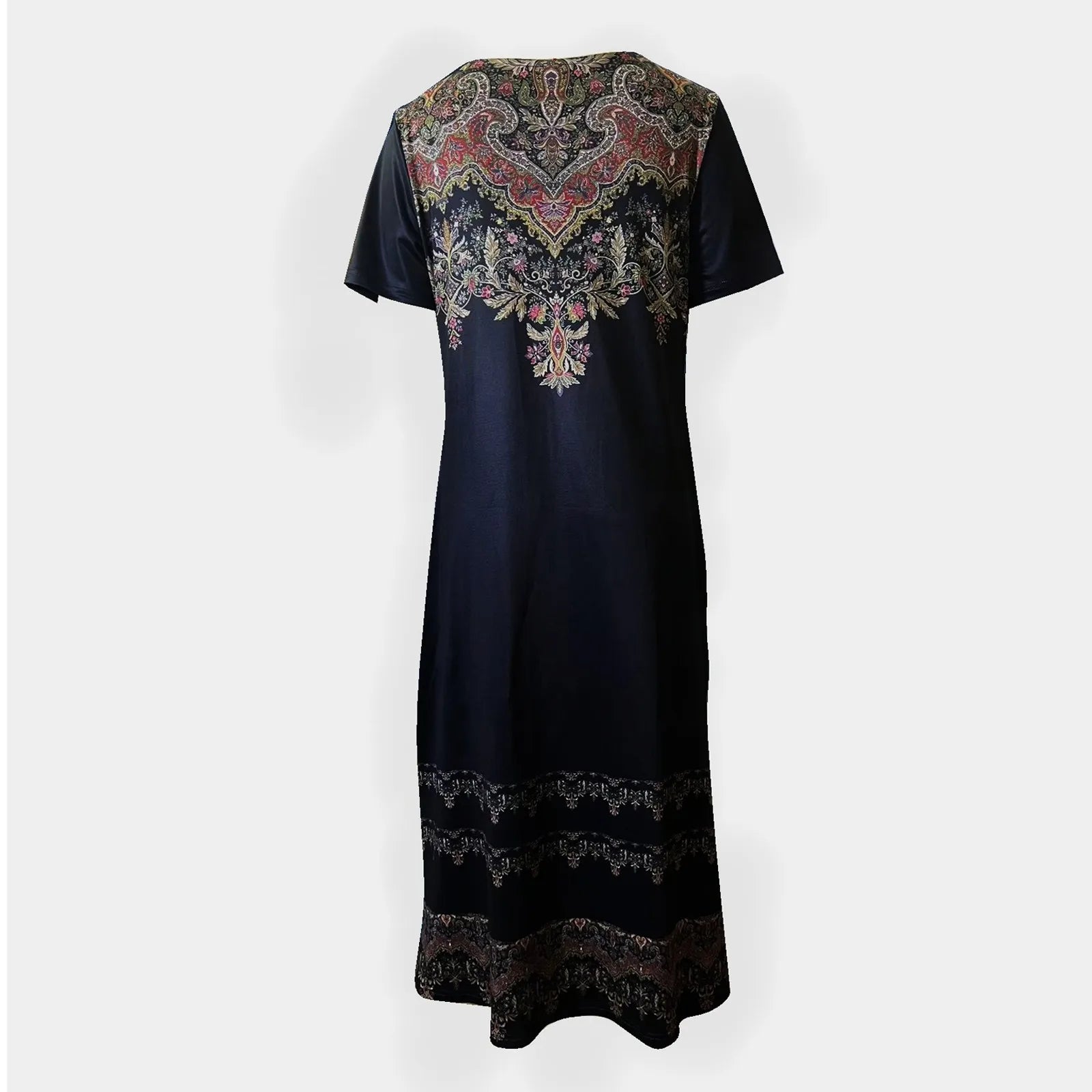 Women Allover Print Dress With Round Neck Short Sleeves