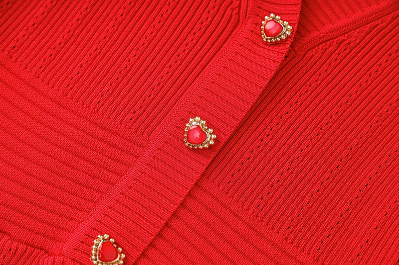 Knitted Long Sleeve V Neck Button Party Dress for Autumn