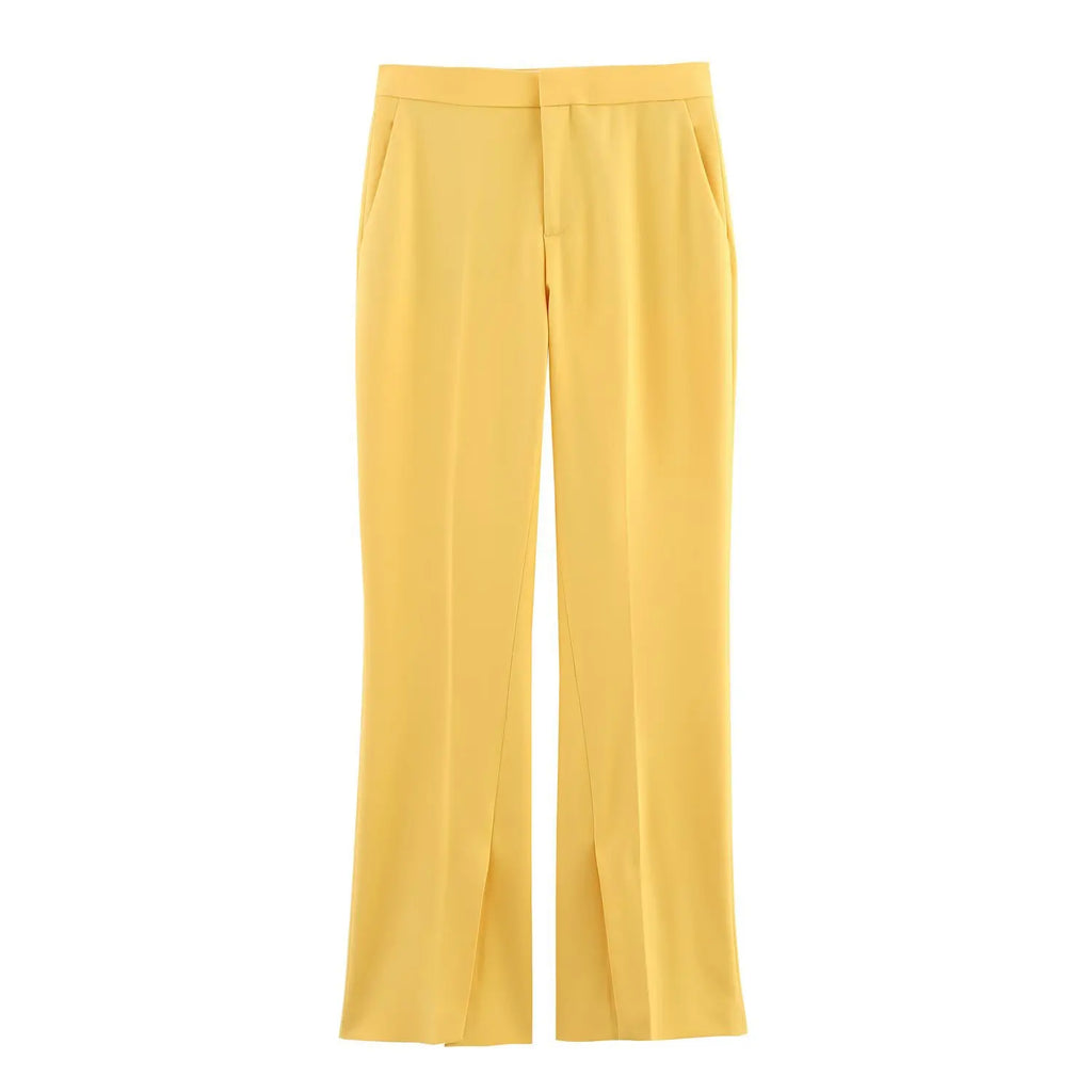 Women's Casual Chic Suit with Lapel Jacket and High Waist Flared Pants for Spring and Summer