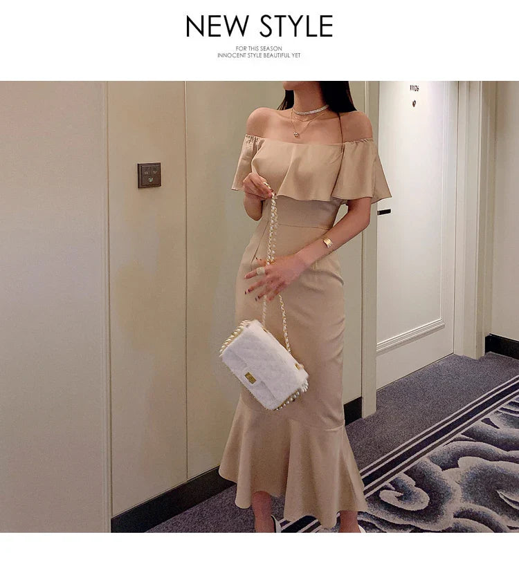 Slash Neck Mermaid Dress For Women Elegant Party Dress