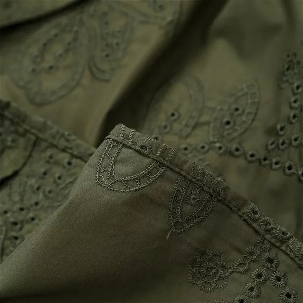 Embroidered Short Dress For Women Elegant Office Casual