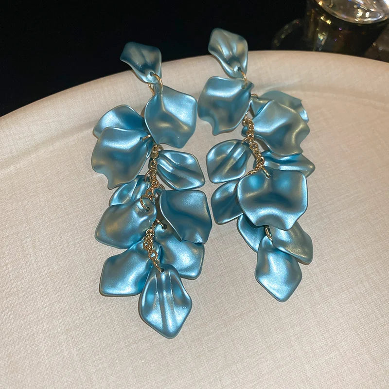 Stylish Multicolored Flower Earrings for Women Delicate Petal Tassel Stud Earrings Perfect for Everyday and Party Accessories