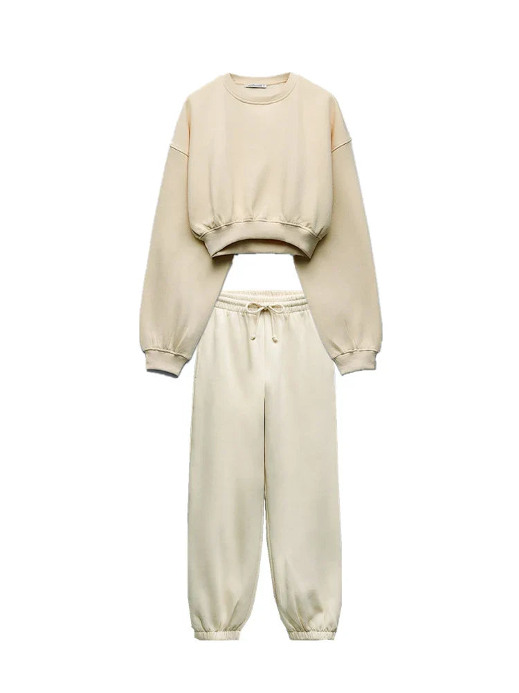 Women's Casual Sweater Pants Suit for Fall and Winter Elegant Sportswear Set