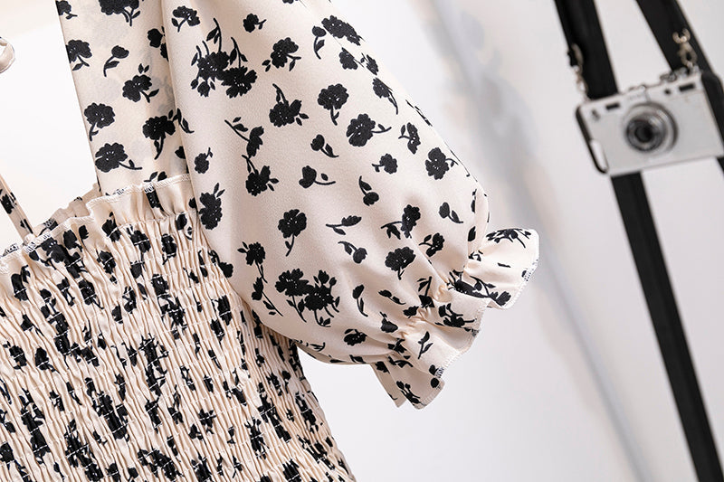 Backless Chiffon Pleated Midi Dress With Elastic Waist