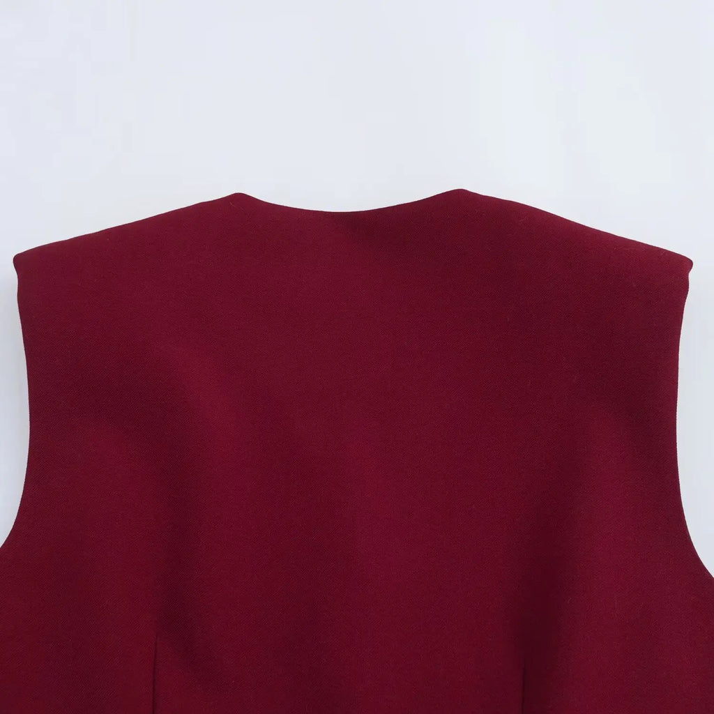 Women's V-neck Sleeveless Tank Top with Pocket and Solid Color Bellbottom Pants Set for Spring Fashion