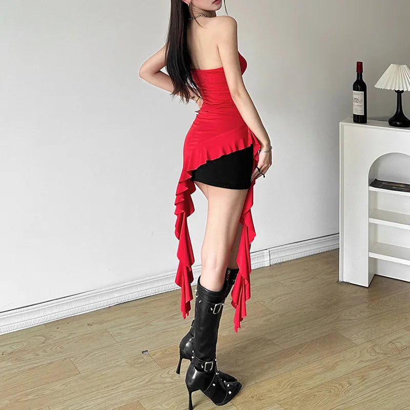 Autumn Solid Tassel Wrap Dress For Women Short Length