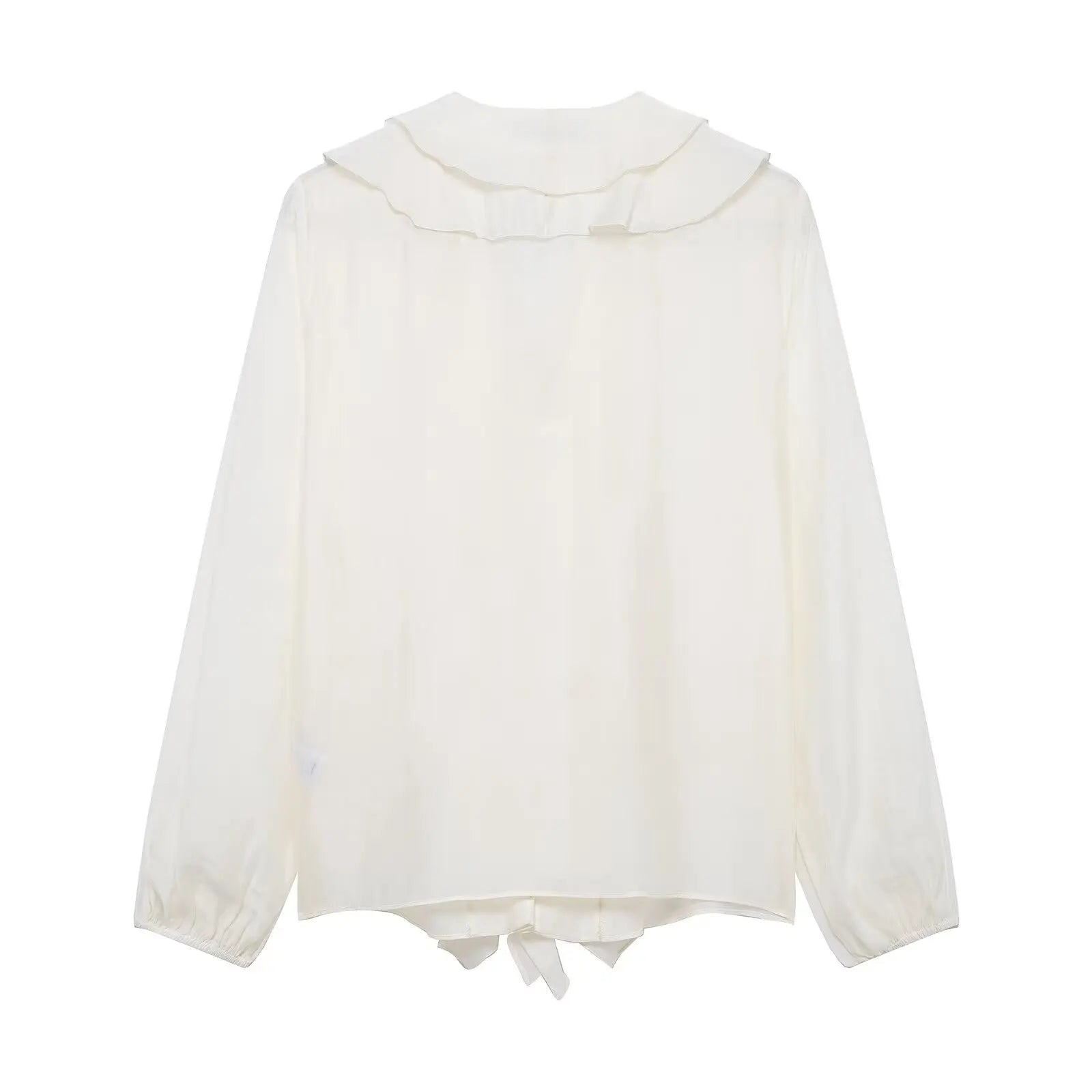 Laminated V Neck Long Sleeve Casual Shirt for Women with Versatile Temperament and Elegant Fit