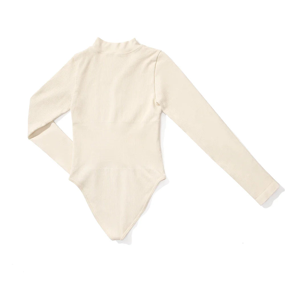 Bodycon Long Sleeve Jumpsuit for Women Zipper Romper Playsuit Fashion Streetwear Autumn Winter Slim Fit Bodysuit