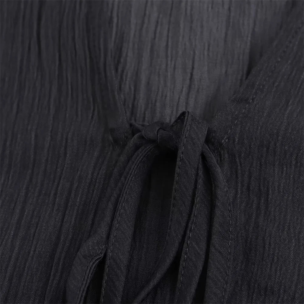 Women's Fashion Casual V-neck Long Sleeve Lace Coat and Wide Leg Pants Set