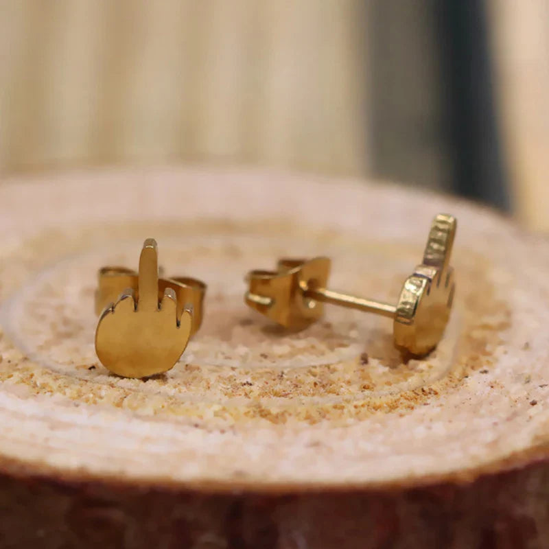 Middle Finger Earrings Stainless Steel Hoop Earrings for Men and Women