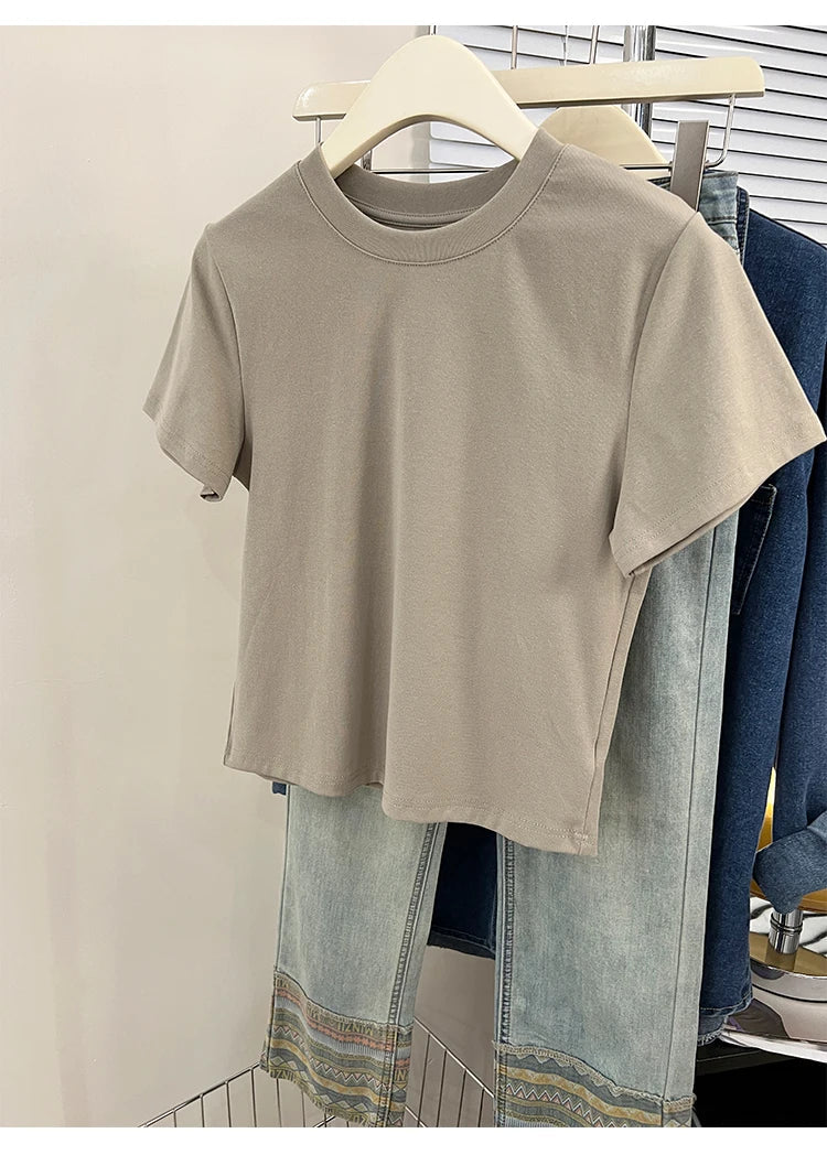 Oversized Cotton T-Shirt for Women, Short Sleeve Spring Tee with Trendy Print, Casual Y2K Style Top