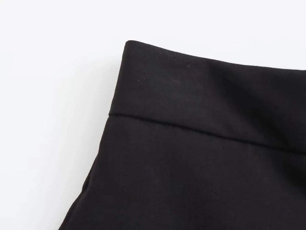 Casual Solid Color V Neck Sleeveless Single Breasted Vest With Elegant Mid Waist Wide Leg Pants Set