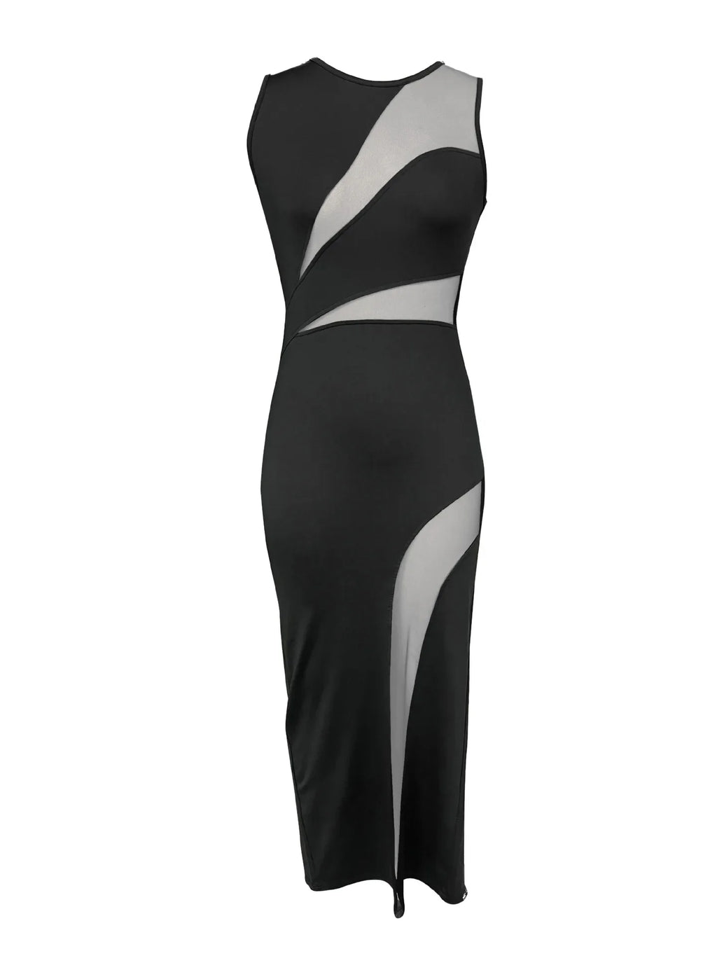 Sexy Mesh Patchwork Sleeveless Vest Dress For Women