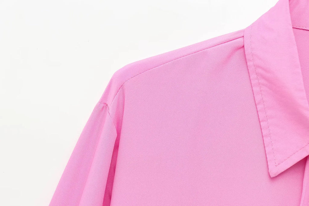 Fashionable Women Single Breasted Long Sleeve Shirt Button Up Blouse Casual Streetwear Top for Spring and Summer