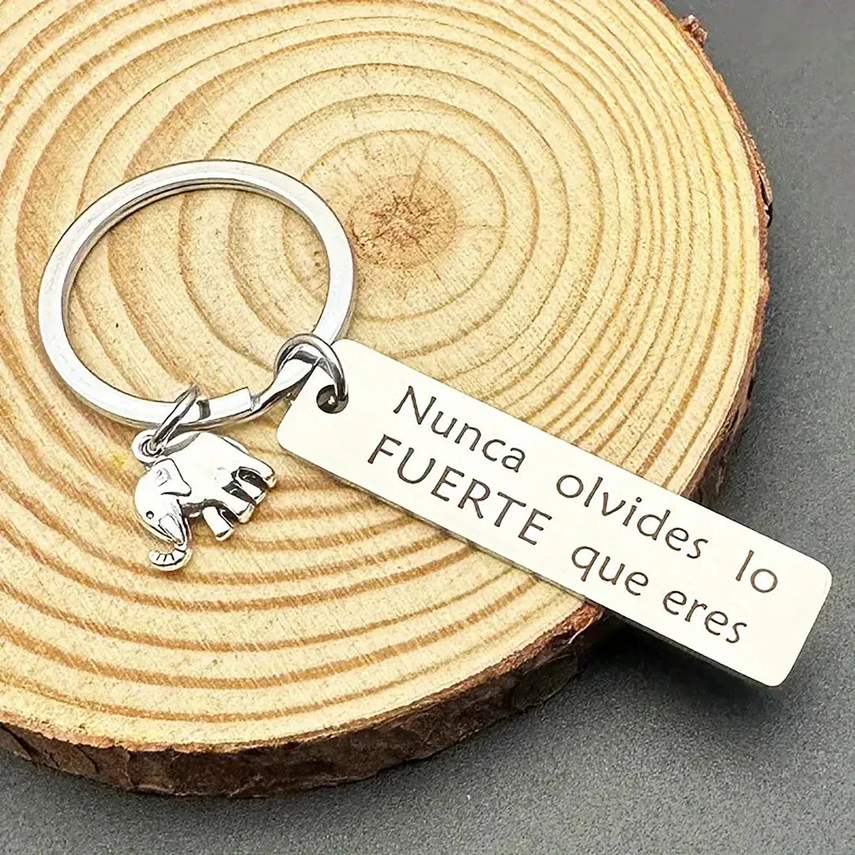 Inspirational Elephant Keychain Stainless Steel Pendant for Positive Energy and Car Backpack Decoration