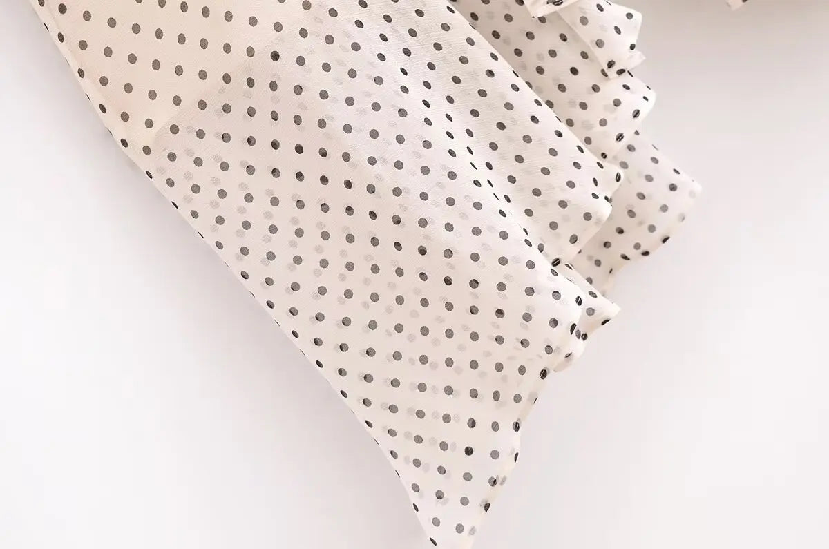 Polka Dot Midi Dress For Women Halter Neck Backless Pleated