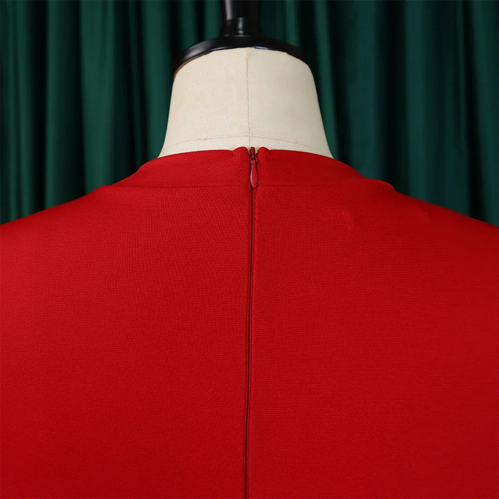 Elegant Party Dress For Women O Neck Pleated A Line Midi