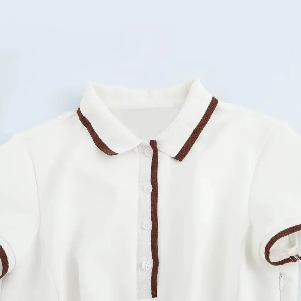 Patchwork Pleated Mini Dress With Short Sleeve Print