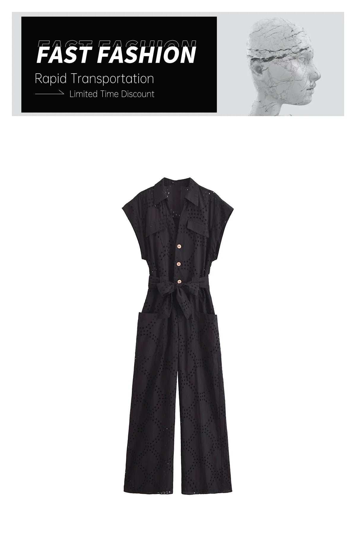 Casual Women's Short Sleeve Jumpsuit with Bow Waist Strap and Hollow Embroidery Summer Fashion Slimming One-Piece Romper